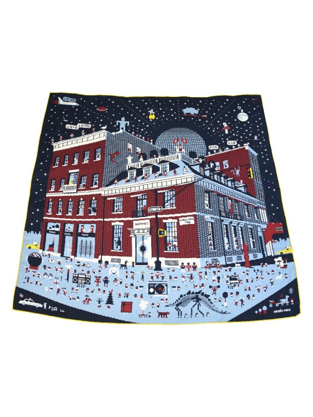 Hermes Madison 706 Party Cashmere Silk Square Scarf Multicolor